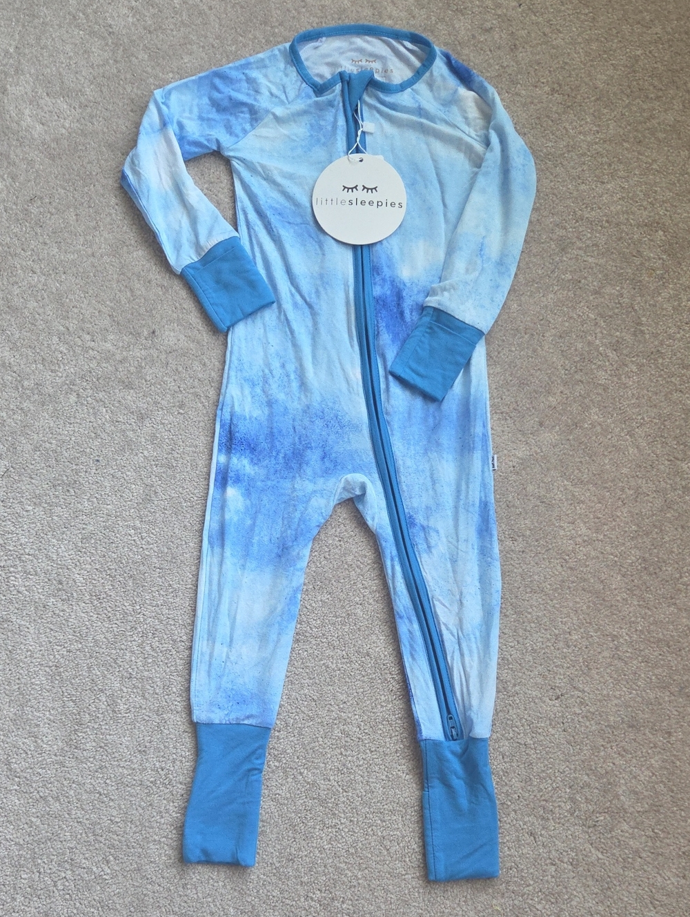 NWT Little Sleepies Blue Watercolor Zippy